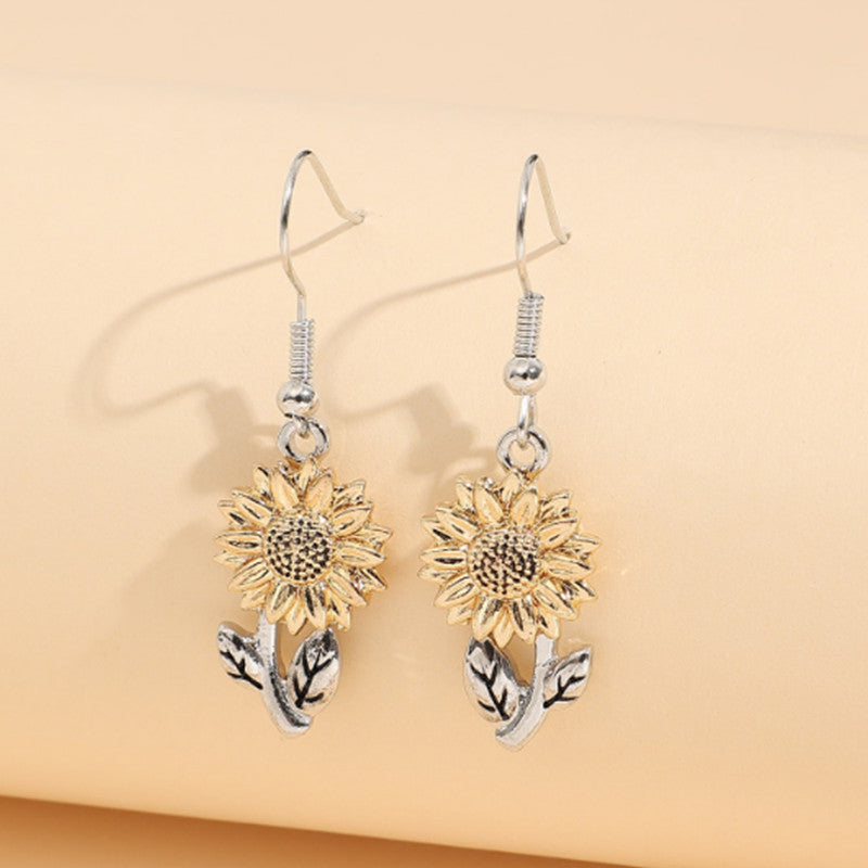 Bohemian Sunflower Alloy Earrings and Necklace Set