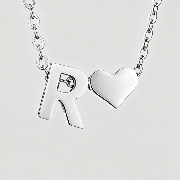 Personalized Heart Letter Pendant Stainless Steel Necklace
