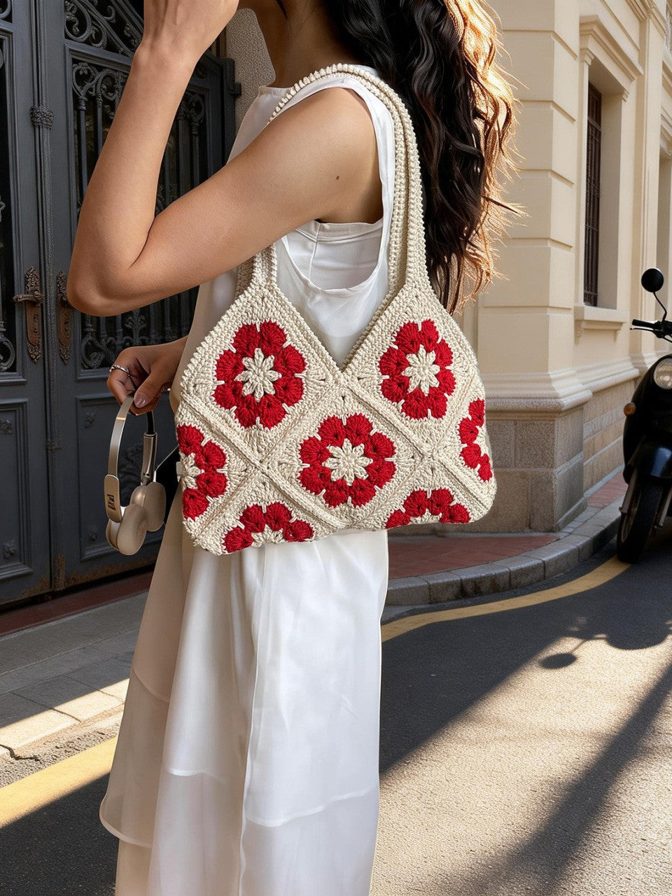 Handmade Crochet Cotton Rope Shoulder Bag