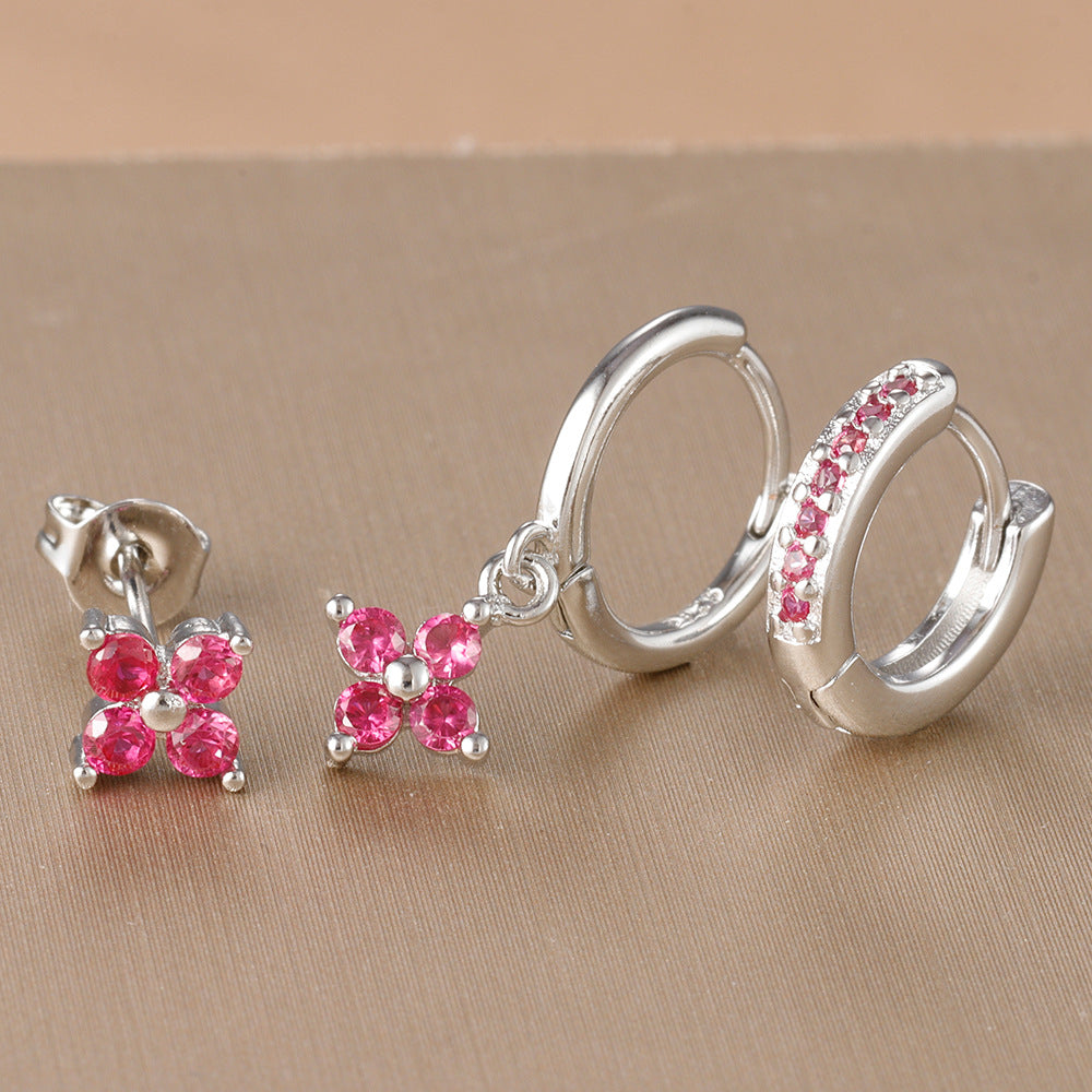 Floral Zircon Earrings Set