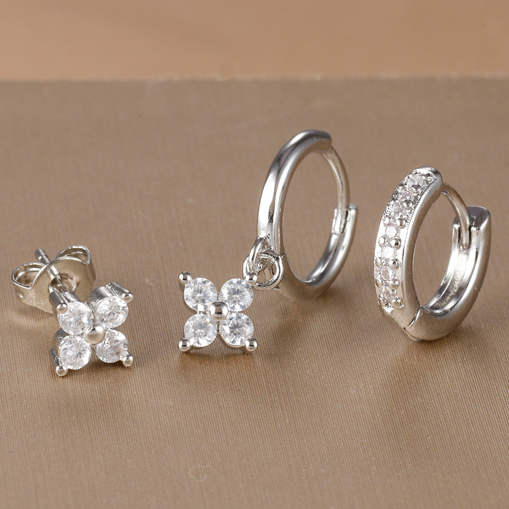 Floral Zircon Earrings Set