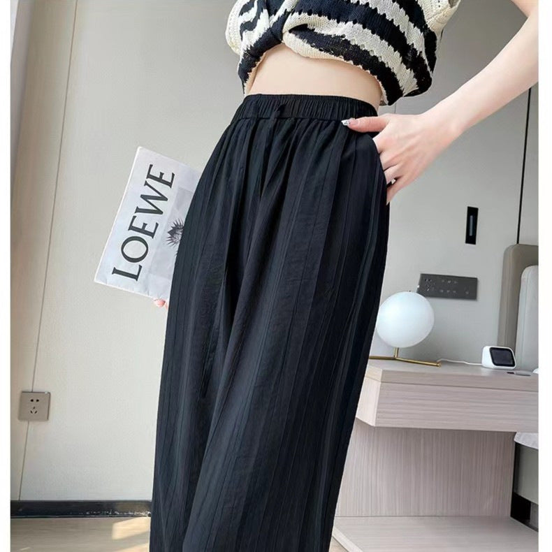 Womens Ice Silk Wide Leg Pants