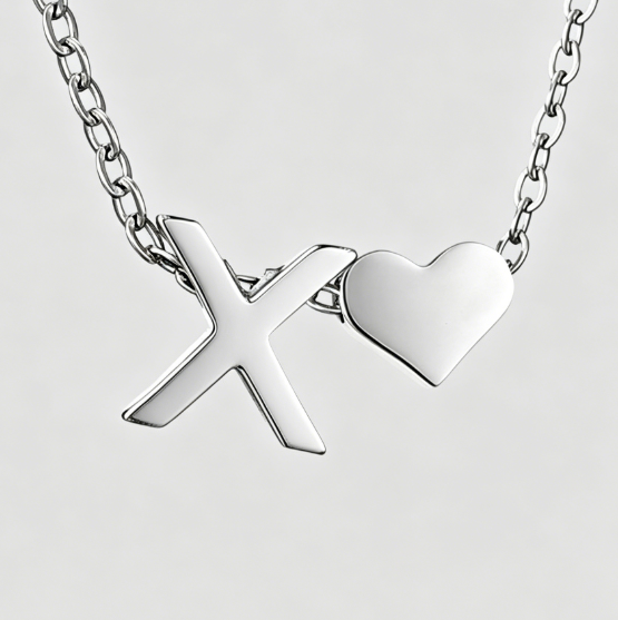 Personalized Heart Letter Pendant Stainless Steel Necklace