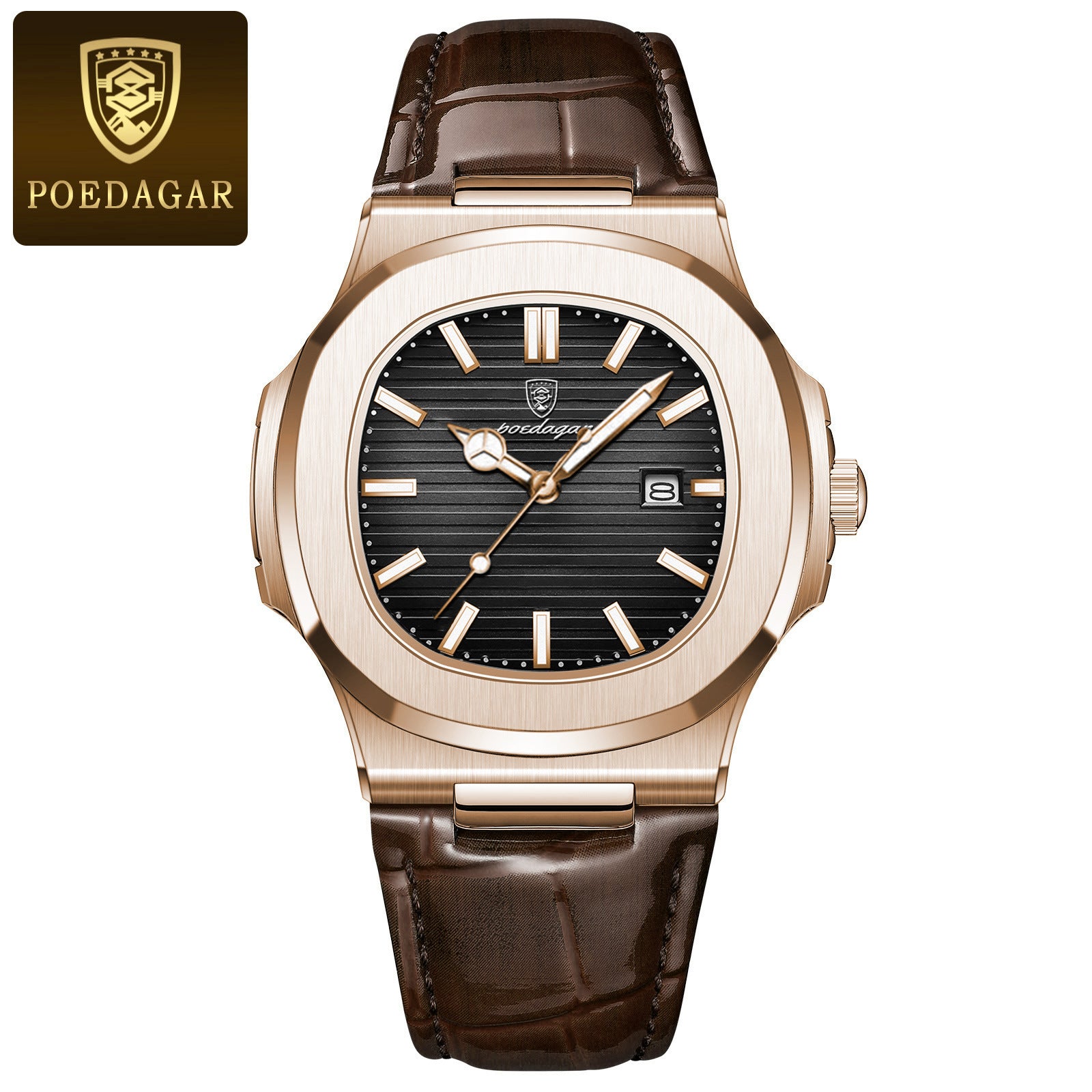 Ultra-Thin Mens Quartz Watch with Leather Strap