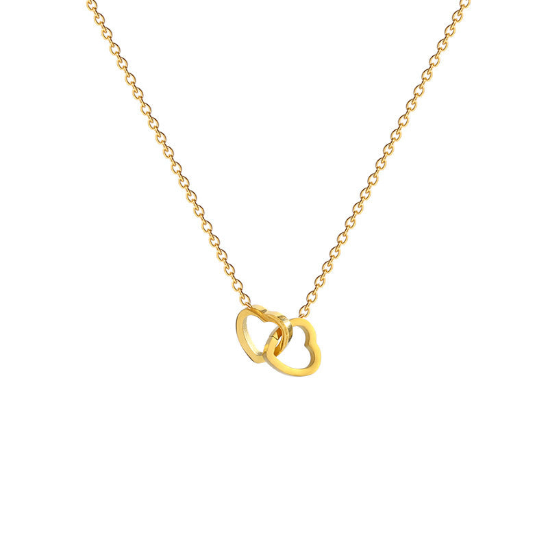 Heart Double Buckle Titanium Steel Necklace