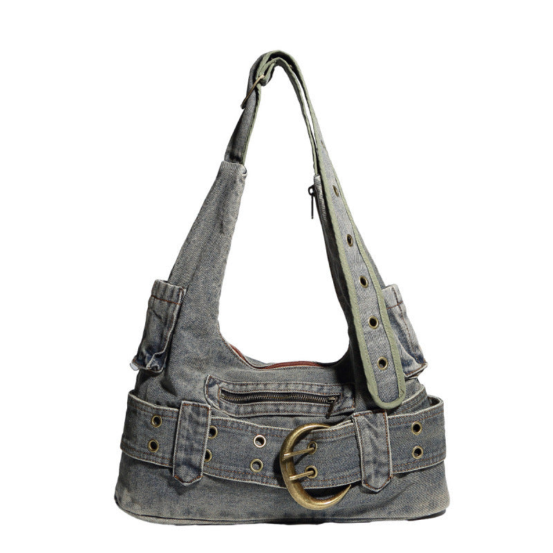 New Y2K Washed Denim Shoulder Bag