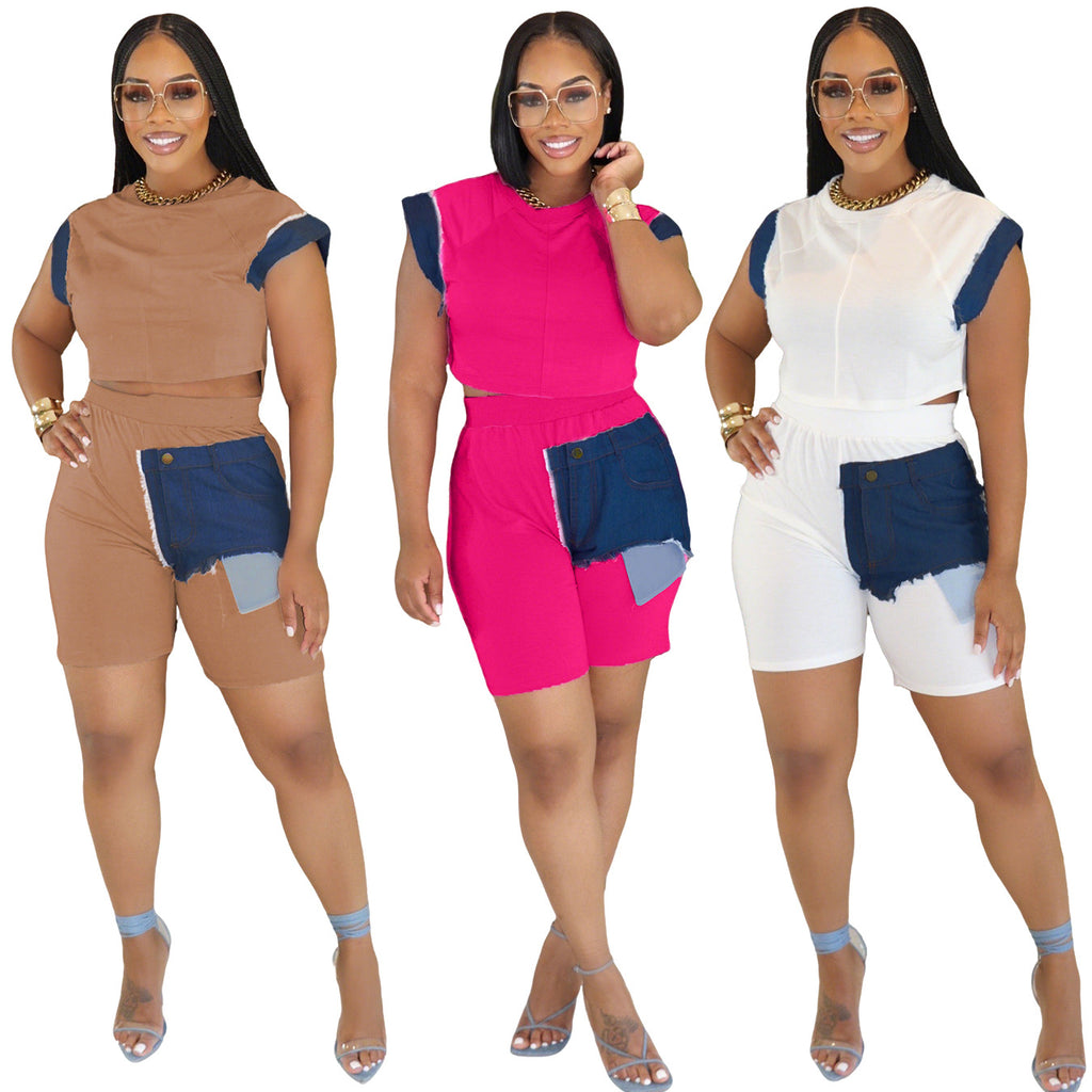 Two-piece top suit and shorts set