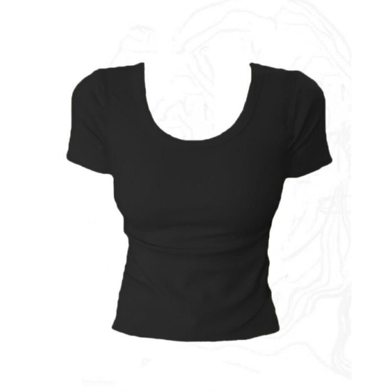 Women's U-Neck Slim Fit T-Shirt Short Sleeve Top