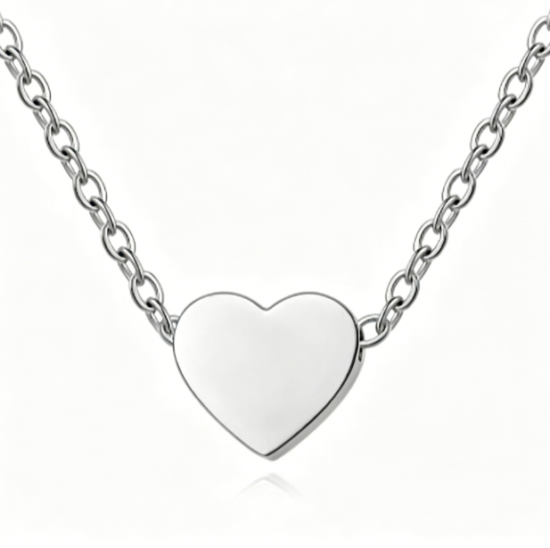 Personalized Heart Letter Pendant Stainless Steel Necklace