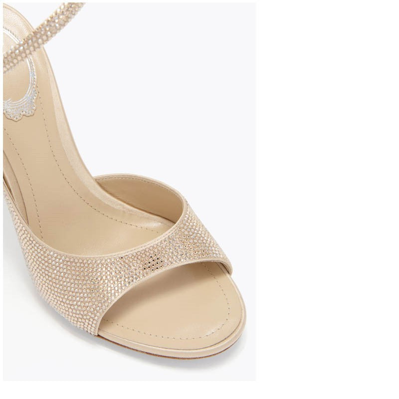 Side Hollow Rhinestone Stiletto Sandals for Women