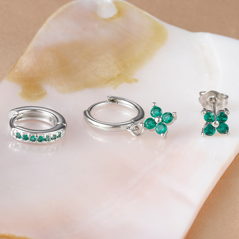 Floral Zircon Earrings Set
