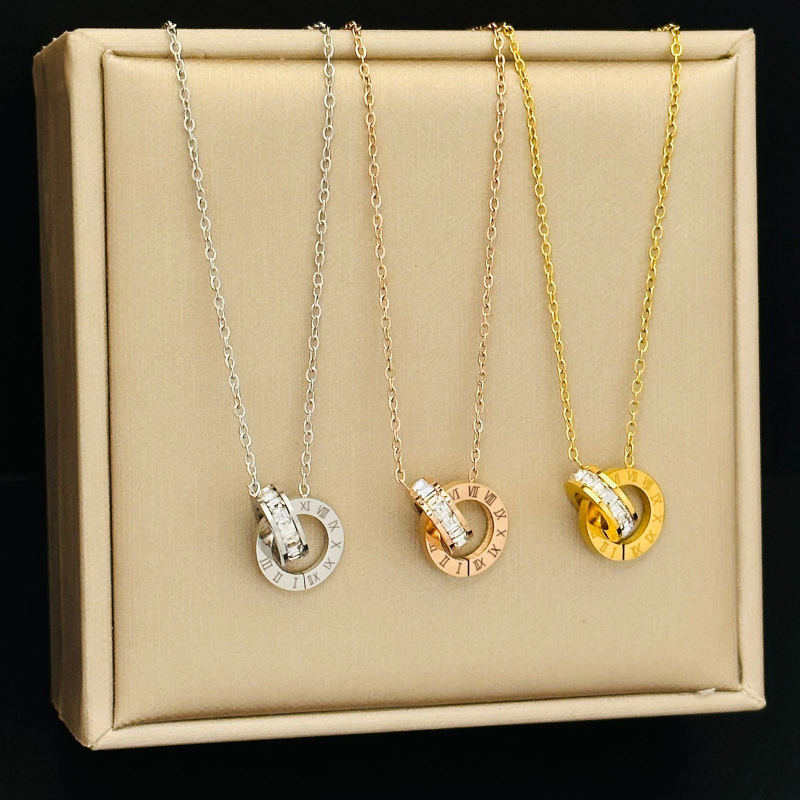 Roman Numeral Titanium Steel Adjustable Necklace