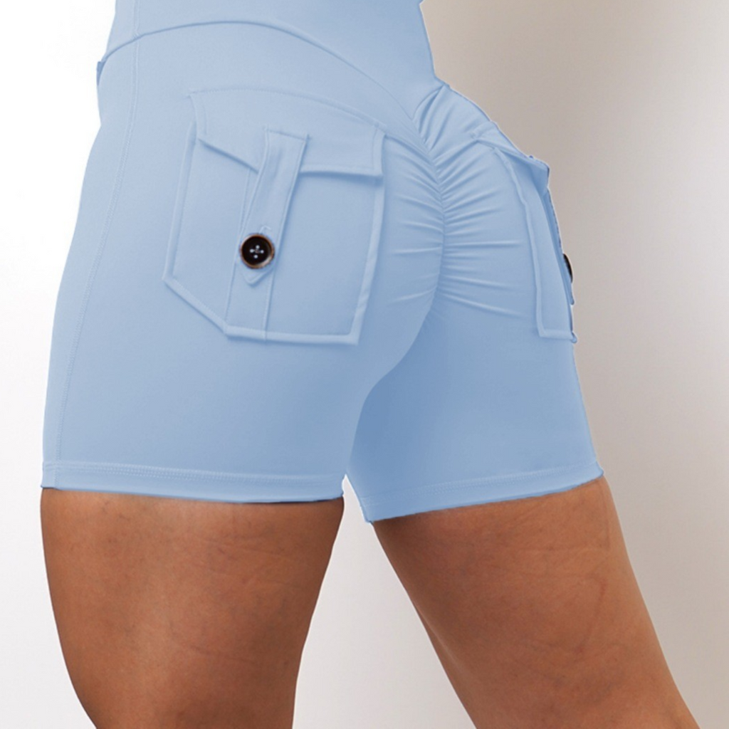 Women's High-Waist Fitness Yoga Shorts with Pocket