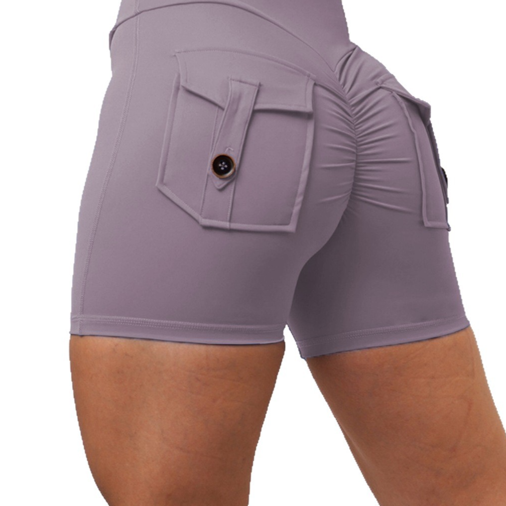 Women's High-Waist Fitness Yoga Shorts with Pocket