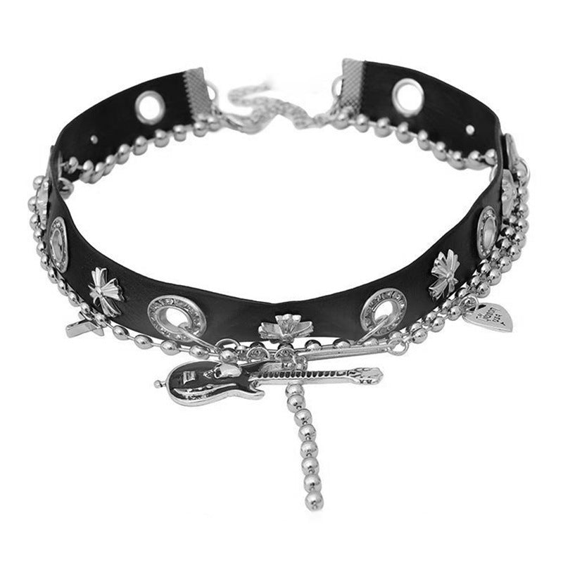 Gothic Cross Guitar Choker Necklace