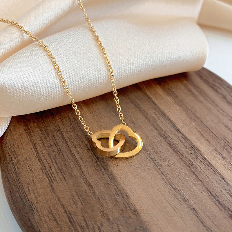 Heart Double Buckle Titanium Steel Necklace